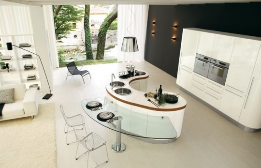 Cucina con isola e tavolo: cucina moderna con isola e tavolo ... Cucina con piano lavoro a scomparsa